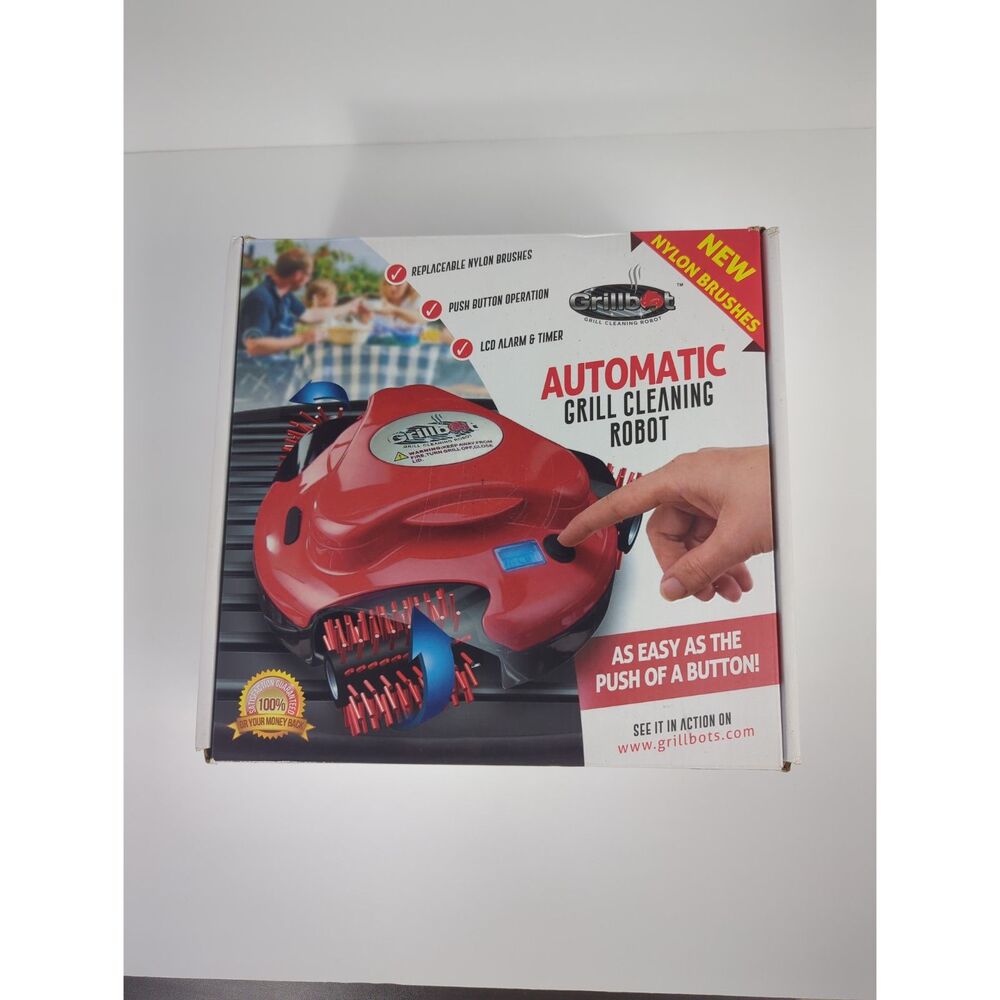Grillbot Automatic Grill Cleaning Robot Red with Box Nylon Brushes & Charger C1